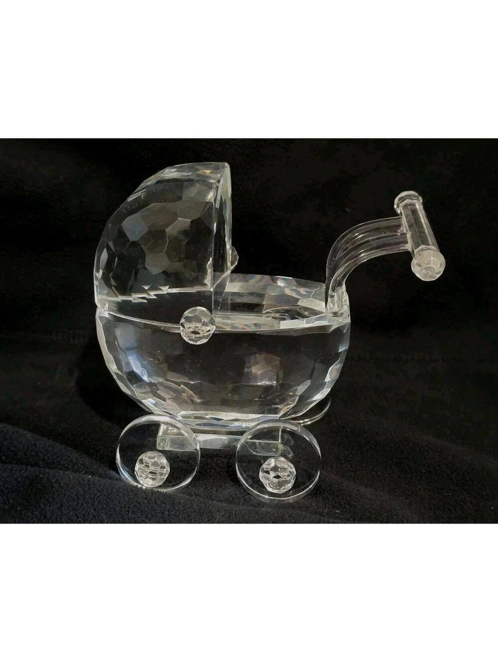 Vtg Godinger/ Shannon Crystal Baby Carriage Figurine  Baby Shower Gift